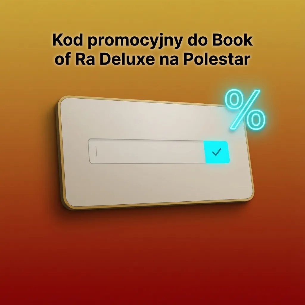 Ekran kasyna online Polestar z polem na kod promocyjny do Book of Ra Deluxe i zaznaczonym przyciskiem potwierdzenia
