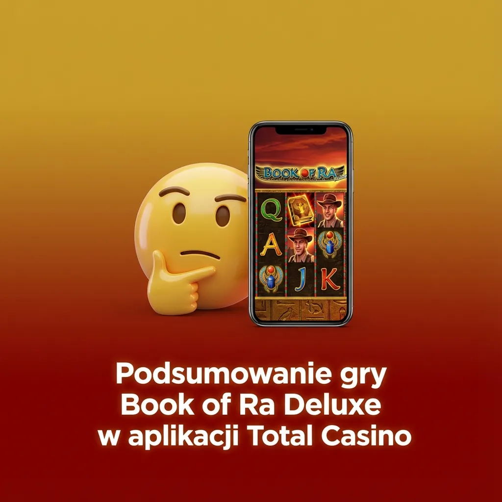 Ekran aplikacji Total Casino z grą Book of Ra Deluxe na smartfonie, interfejs w języku polskim