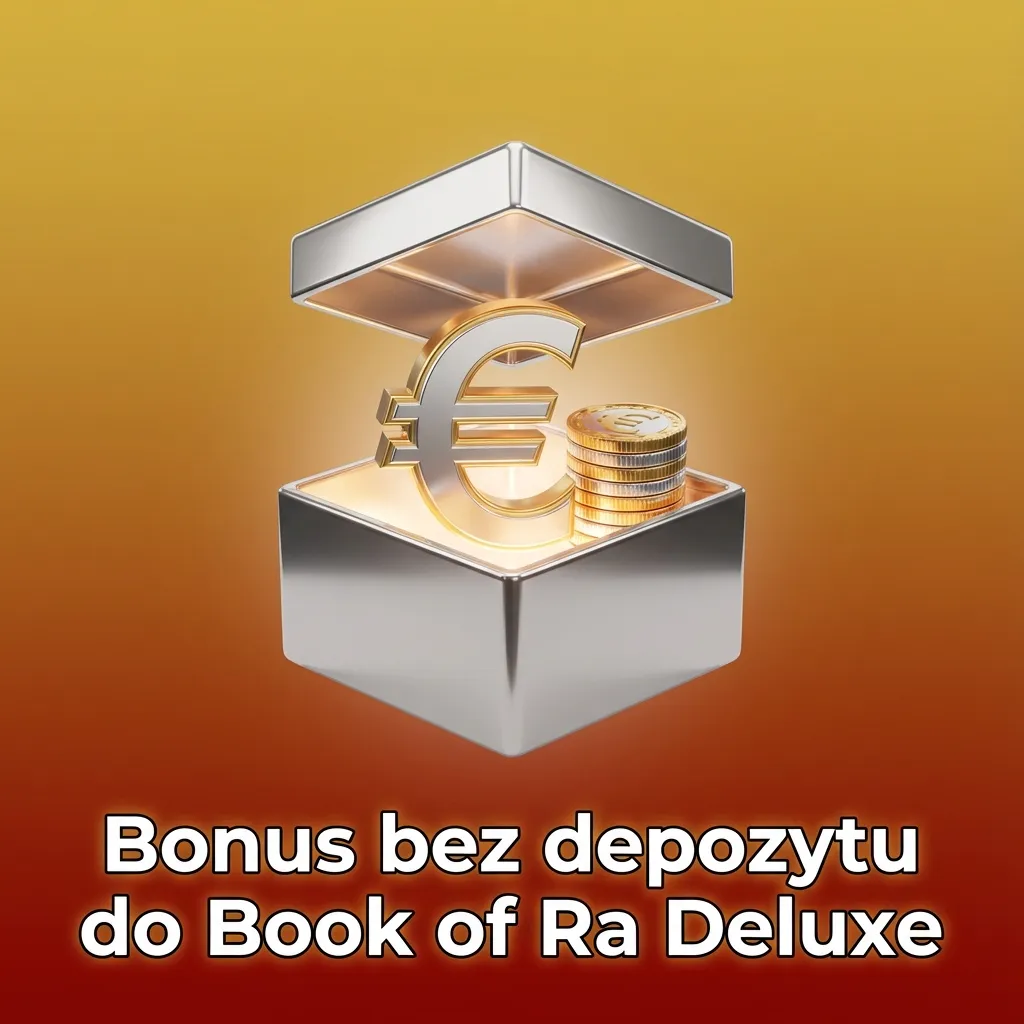 Baner kasynowy z napisem „Bonus bez depozytu do Book of Ra Deluxe” oraz grafika egipskiego slotu z faraonem