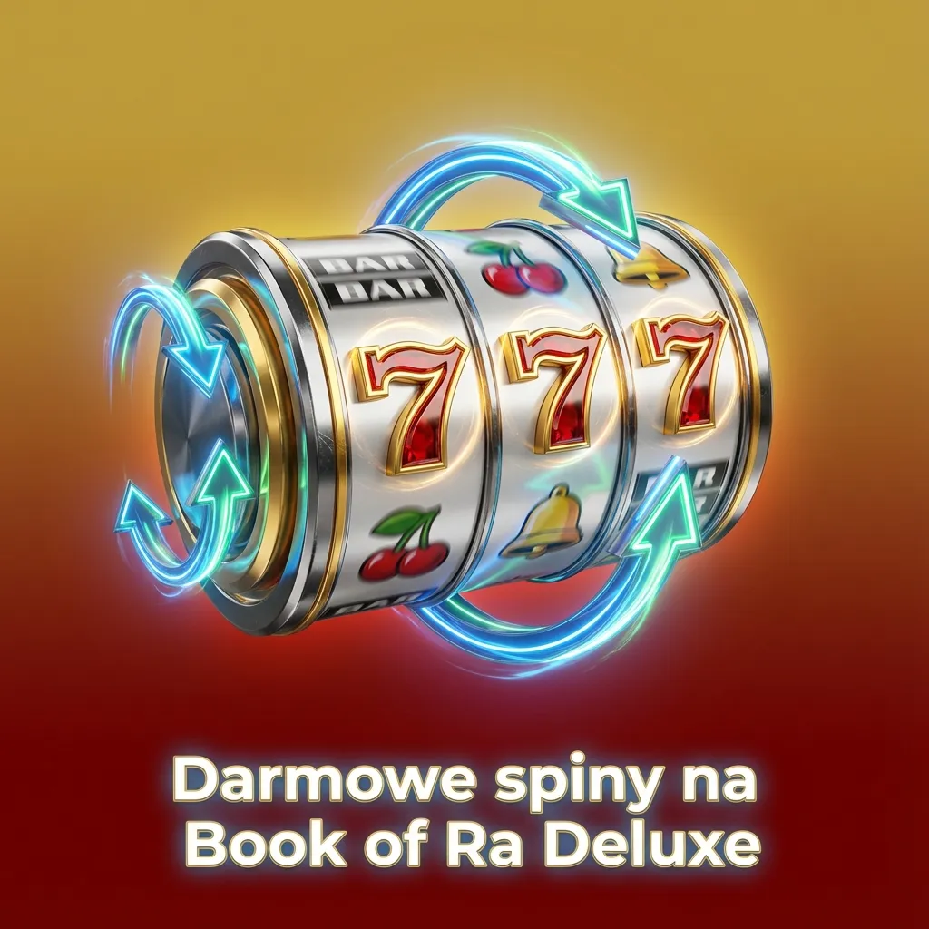 Ekran slotu Book of Ra Deluxe z napisem „Darmowe spiny” i podkreśleniem bonusowych obrotów bez ryzyka