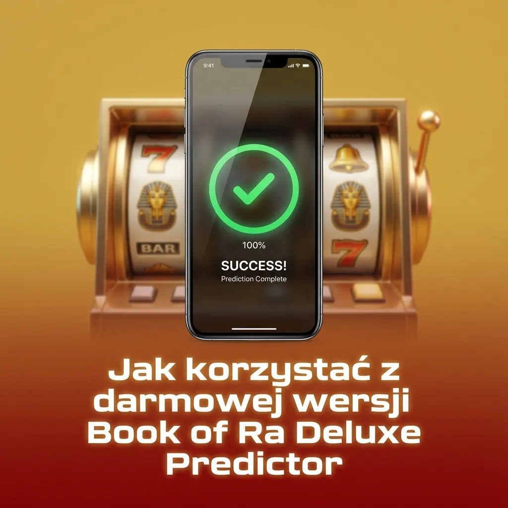 Ekran aplikacji Book of Ra Deluxe Predictor z zaznaczonym darmowym okresem testowym i listą kroków korzystania