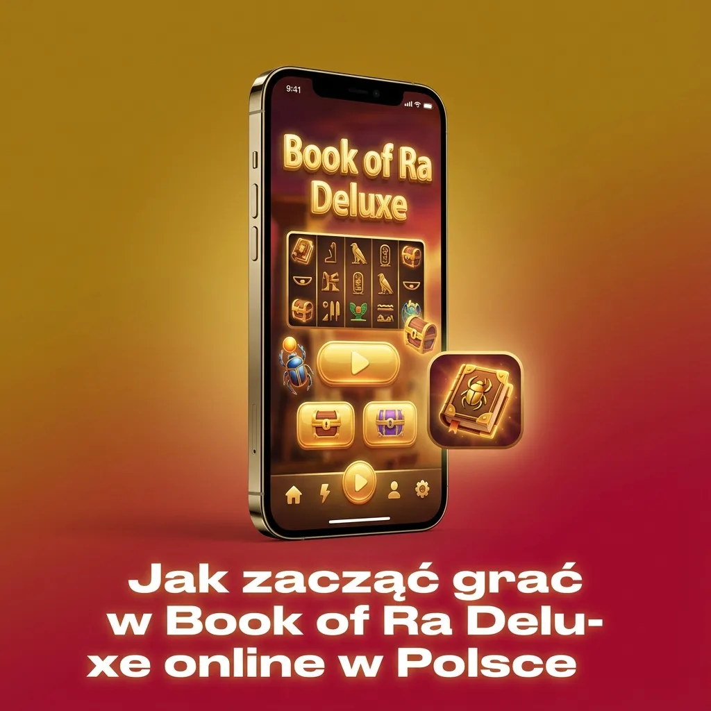 Ekran Book of Ra Deluxe w polskim kasynie online na laptopie i smartfonie, z widocznymi przyciskami rejestracji i depozytu