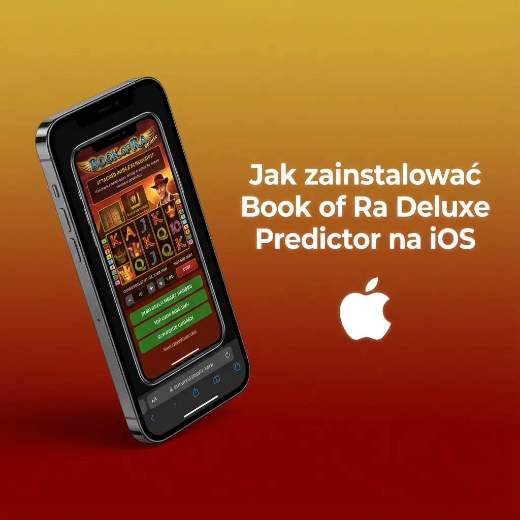 Instrukcja instalacji aplikacji Book of Ra Deluxe Predictor na iPhone, z ostrzeżeniem o ryzyku zewnętrznych źródeł