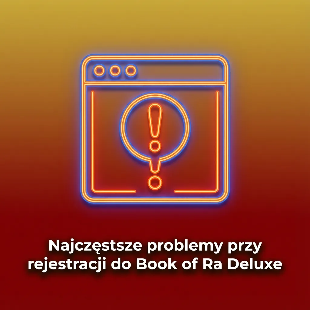 Infografika z listą najczęstszych problemów przy rejestracji do Book of Ra Deluxe i krótkimi poradami dla graczy