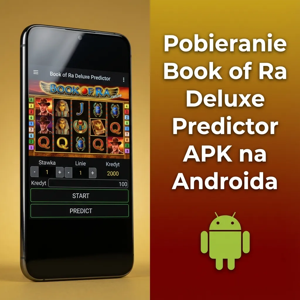 Ekran smartfona z Androidem pokazujący pobieranie i instalację pliku Book of Ra Deluxe Predictor APK spoza Google Play