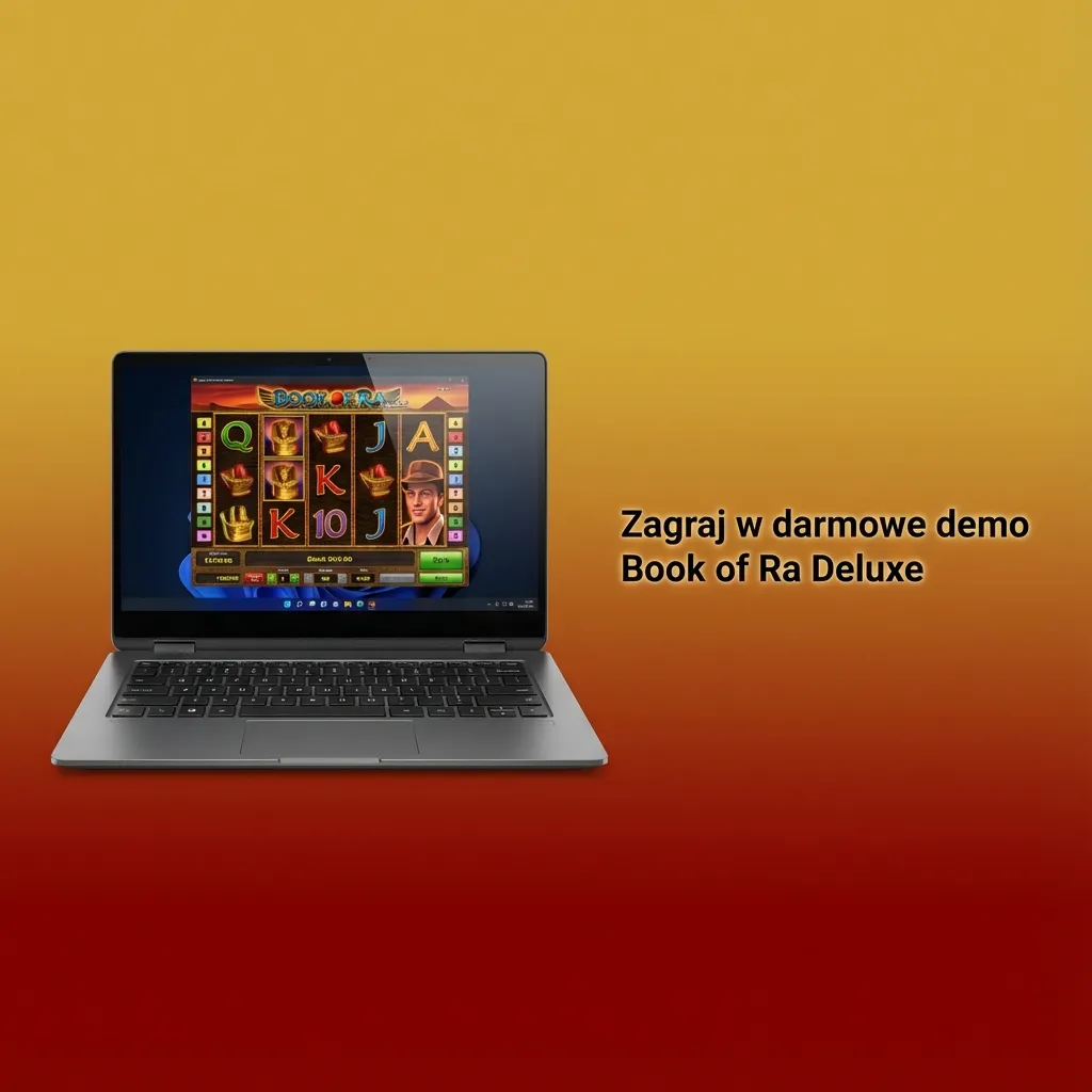 Ekran darmowego demo slotu Book of Ra Deluxe z symbolami księgi i egipskimi motywami